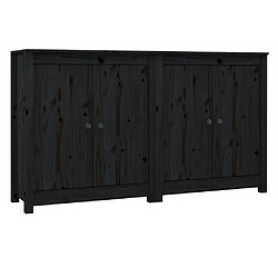 vidaXL Buffets 2 pcs noir 70x35x80 cm bois massif de pin