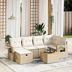 Maison Chic Salon de jardin avec coussins 7 pcs, Ensemble Tables et chaises de jardin, beige résine tressée -GKD396913