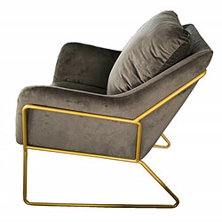 Mathi Design GOLDEN - Fauteuil velours gris et métal doré pas cher