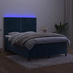 Avis vidaXL Sommier à lattes de lit matelas et LED Bleu foncé 140x190 cm