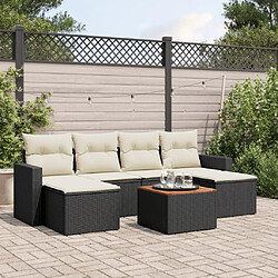 Maison Chic Salon de jardin 7 pcs avec coussins | Ensemble de Table et chaises | Mobilier d'Extérieur noir résine tressée -GKD16023