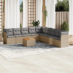 vidaXL Salon de jardin et coussins 10 pcs mélange beige résine tressée