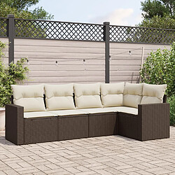 vidaXL Salon de jardin avec coussins 5 pcs marron résine tressée 