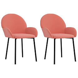 vidaXL Chaises à manger lot de 2 Rose Velours