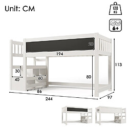 Acheter Sweiko Lit cabane Lit d'enfant Lit surélevé avec protection contre les chutes 90 x 200 cm Blanc