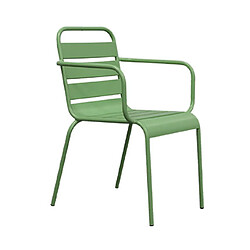 Mes Ensemble table de jardin carrée + 4 fauteuils en métal vert - BACA pas cher