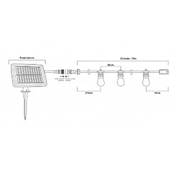 Guirlande solaire LED EcoLight, 10 ampoules E27, 2700K, EC20088 pas cher