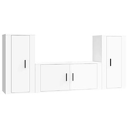 Maison Chic Ensemble de meubles TV 3 pcs pour salon - Blanc brillant Bois d'ingénierie -MN14562