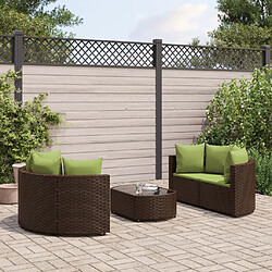 vidaXL Salon de jardin avec coussins 5 pcs marron résine tressée 