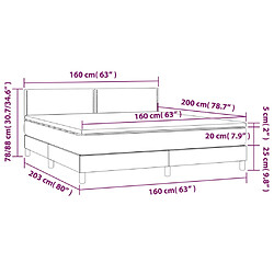 vidaXL Sommier à lattes de lit avec matelas LED Gris foncé 160x200 cm pas cher