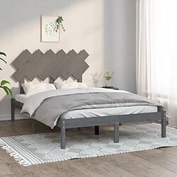 vidaXL Cadre de lit sans matelas gris 135x190 cm bois massif 