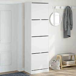 Maison Chic Armoire à chaussures 4 tiroirs | Meuble de rangement à chaussures Meuble d'Entrée rabattables blanc 60x42x204 cm -MN48503