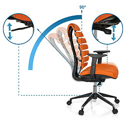 Chaise de bureau / Chaise pivotante ERGO LINE II tissu orange hjh OFFICE