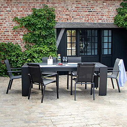 Wilsa Garden Ensemble IBIZA 6/8p en aluminium gris/noir et 8 fauteuils en textilène