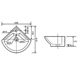 Aqua+ Ondée - Lave-mains d'angle en porcelaine blanche - PIVOINE