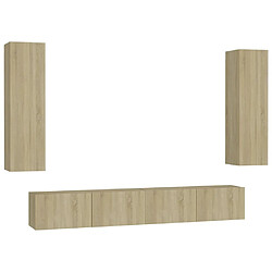 Maison Chic Ensemble de meubles TV 4 pcs | Banc TV Moderne pour salon | Meuble de Rangement - Chêne sonoma Aggloméré -MN53202