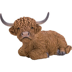 Vivid Arts Vache highland assise en résine 22 cm.