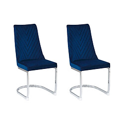 Beliani Chaise de salle à manger Chaise en porte-à-faux ALTOONA Set de 2 Velours Bleu marine 