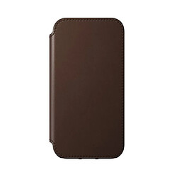 Nomad Étui Folio pour iPhone 12 Mini Rugged Magsafe avec Porte-cartes en Cuir Marron