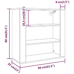 vidaXL Armoire murale Chêne marron 80x33x80 cm Bois d'ingénierie pas cher