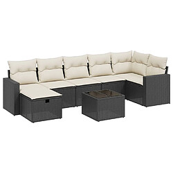 vidaXL Salon de jardin 8 pcs avec coussins noir résine tressée