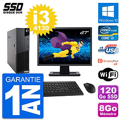 PC Lenovo M83 SFF Ecran 27" Intel Core i3-4130 RAM 8Go SSD 120Go Windows 10 Wifi - Occasion