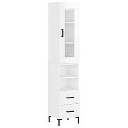 Maison Chic Buffet,Meuble de Rangement,commode pour salon,Cuisine Blanc brillant 34,5x34x180 cm Bois d'ingénierie -MN65358