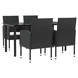 vidaXL Ensemble à manger de jardin 5 pcs noir résine tressée et acier