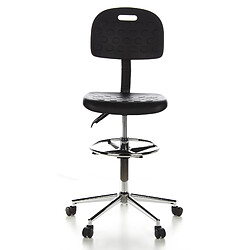 Hjh Office Siège technique/ Tabouret technique / Tabouret pivotant TOP WORK 23, mousse rigide, noir, chromé 