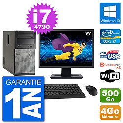 PC Tour Dell 7020 Ecran 19" Intel i7-4790 RAM 4Go Disque 500Go Windows 10 Wifi - Occasion