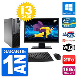 PC Lenovo M92p SFF Ecran 27" Intel i3-2120 RAM 16Go Disque 2To Windows 10 Wifi · Occasion 