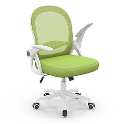 Chaise de bureau ergonomique - Chaise de bureau Rattantree pour chambre à coucher - Chaises d'ordinateur pivotantes - Chaise en maille à dossier moyen avec accoudoirs rabattables et support lombaire - Vert