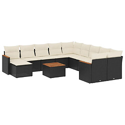 Maison Chic Salon de jardin 12 pcs avec coussins, Ensemble Tables et chaises d'extérieur noir résine tressée -GKD483392