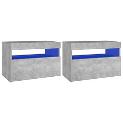 vidaXL Tables de chevet avec lumières LED 2 pcs gris béton 60x35x40 cm