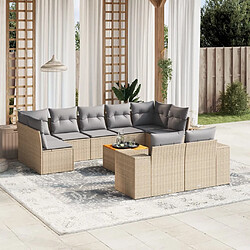 Maison Chic Salon de jardin avec coussins 10 pcs, Ensemble Tables et chaises de jardin, beige résine tressée -GKD238158