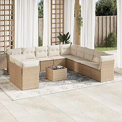 vidaXL Salon de jardin avec coussins 12 pcs beige résine tressée