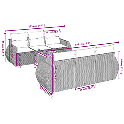 vidaXL Salon de jardin avec coussins 7 pcs gris résine tressée pas cher