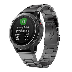 Wewoo Bracelet pour montre connectée de en acier inoxydable à trois perles Garmin Fenix 5taille 22 mm noir