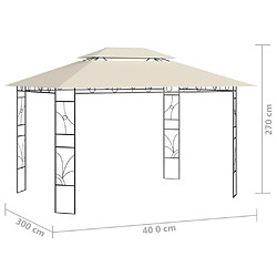 vidaXL Belvédère 4x3x2,7 m Crème 160 g/m² pas cher