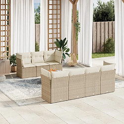 Maison Chic Salon de jardin avec coussins 8 pcs | Ensemble de Table et chaises | Mobilier d'Extérieur beige résine tressée -GKD65910