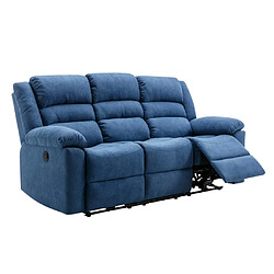 Acheter Vente-Unique Canapé 3 places relax électrique en tissu bleu BUROLO