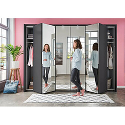 Acheter Inside 75 Armoire GRACE décor graphite 2 portes pliantes 2 portes tournantes 4 miroirs