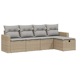 vidaXL Salon de jardin avec coussins 5pcs mélange beige résine tressée