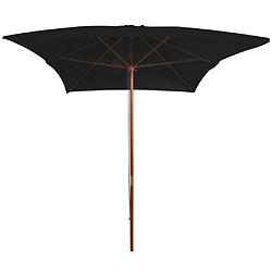 vidaXL Parasol de jardin avec mât en bois noir 200x300 cm