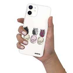 Coque iPhone 12 mini souple transparente Trio Ananas Motif Ecriture Tendance Evetane pas cher