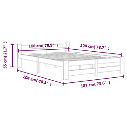 vidaXL Cadre de lit sans matelas blanc bois massif de pin 180x200 cm pas cher