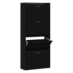 vidaXL Armoire à chaussures Noir 63x24x147 cm Bois d'ingénierie