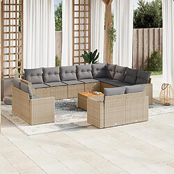 Maison Chic Salon de jardin avec coussins 13 pcs | Ensemble de Table et chaises | Mobilier d'Extérieur beige résine tressée -GKD98286