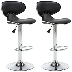 vidaXL Tabourets de bar lot de 2 noir similicuir