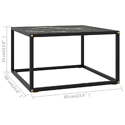 Acheter vidaXL Table basse Noir avec verre marbre noir 60x60x35 cm